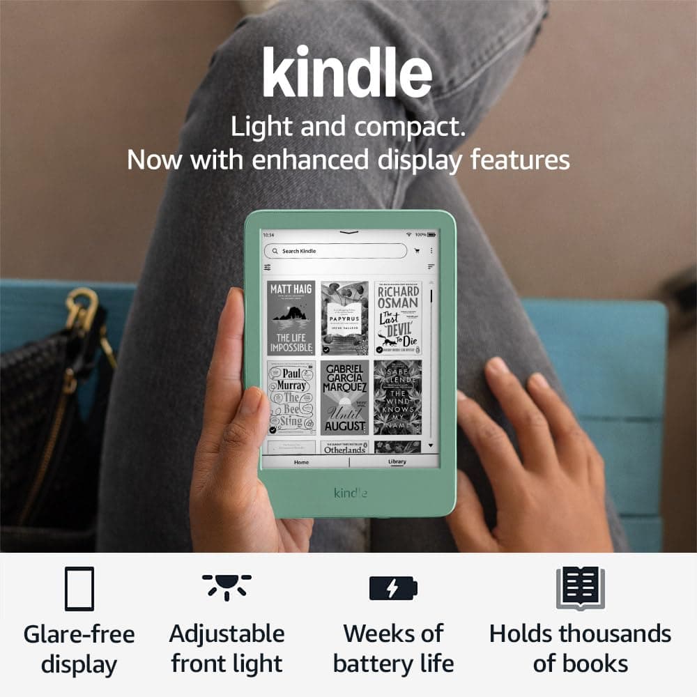 Amazon Kindle (newest gen) – Lightest and most compact Kindle with glare-free display, faster page turns, adjustable front light and long battery life – 16 GB – With Ads – Black — view 8