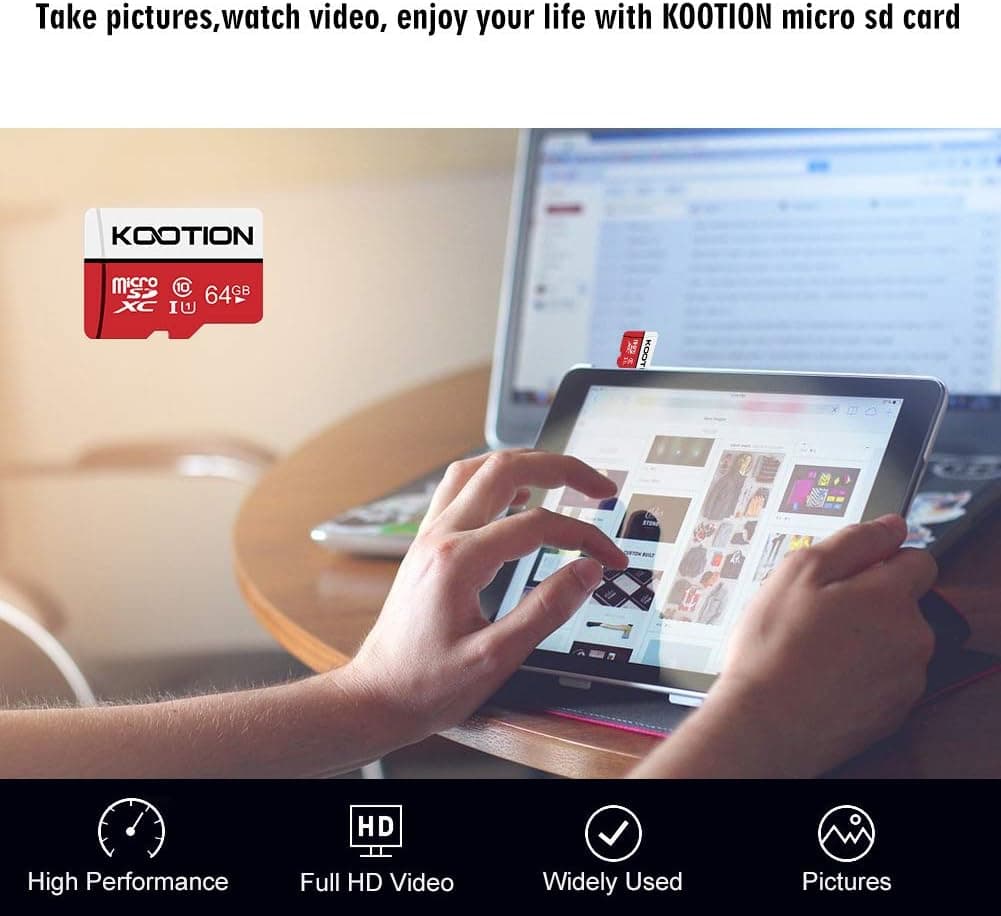 KOOTION 64GB Micro SD Card, UHD Video for GoPro, Action Camera, Drone, Smartphone, R/W up to 80/20MB/s MicroSDXC Memory Card UHS-I U1 Class 10 — view 6