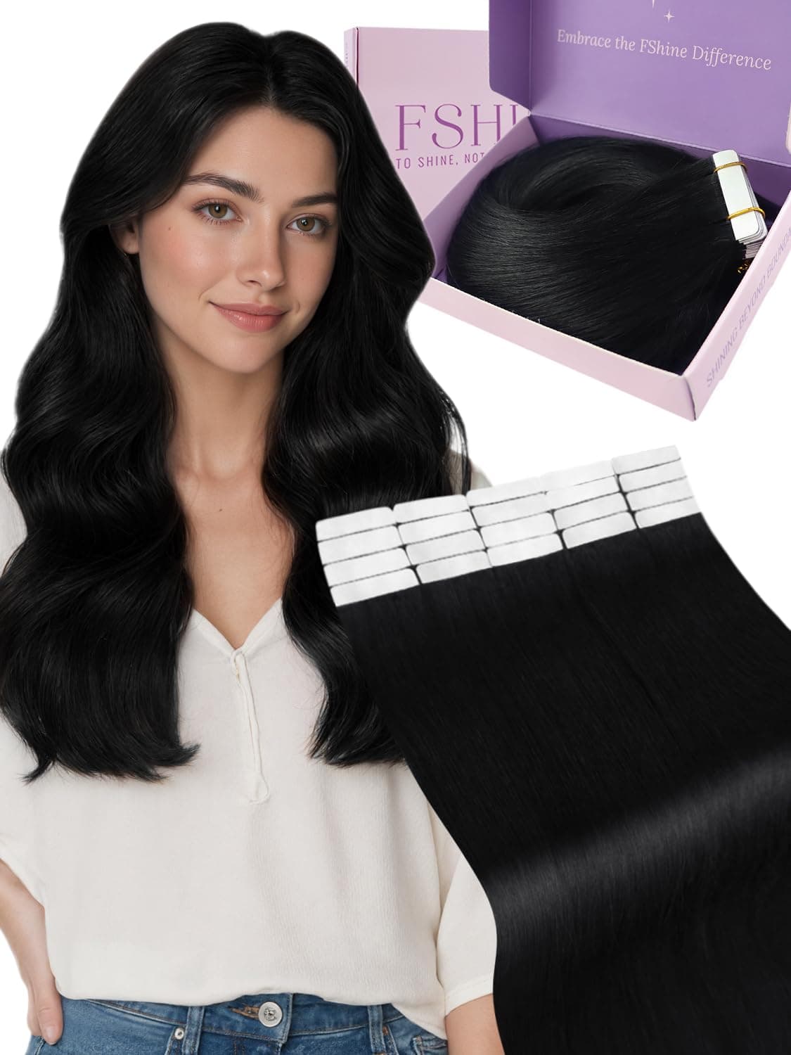 Fshine Extensiones Pelo Natural Adhesivas Rubio Blanco Extensiones Remy Adhesivas 45cm 50g Tape In Hair Extensions Cintas De Cabello Pelo Natural Color 1000 — view 32