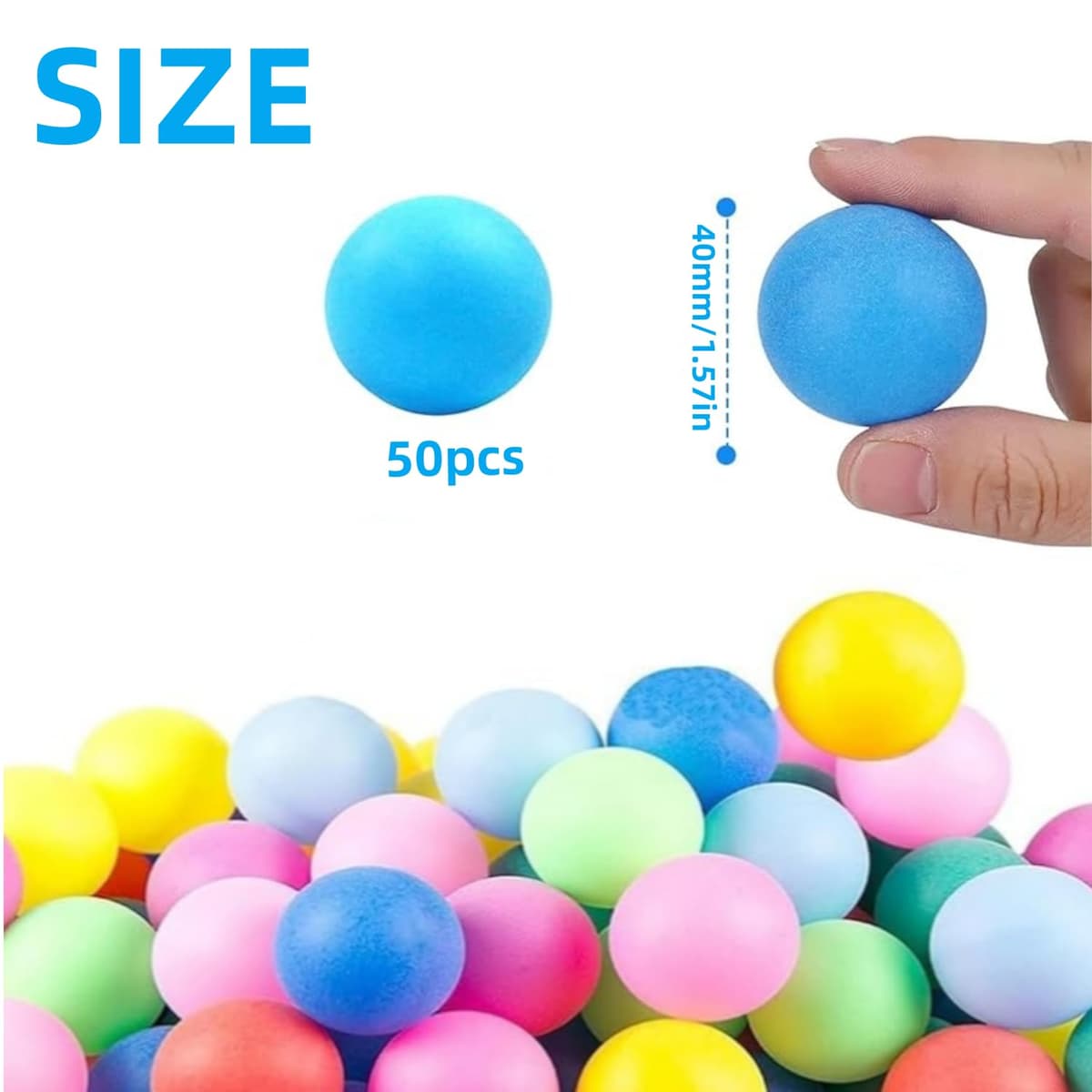 Pelotas de Ping Pong,50 Piezas 40 mm Color Pelotas de Ping Pong Plastico Pelota Ping Pong Pelota Ping Pong estándar para Adultos y Niños Mezcla de Colores — view 2