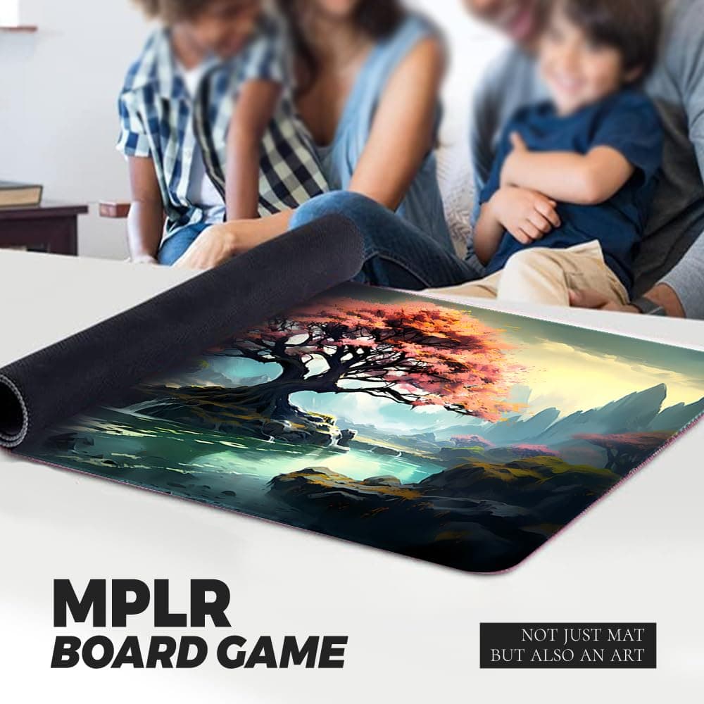 Juego de mesa MTG alfombrillas de juego + bolsa impermeable gratis, bordes biselados, superficie de goma lisa, MTG PlayMat with Zones(An Original Black Lotus Playmat) (Pink Tree — view 4
