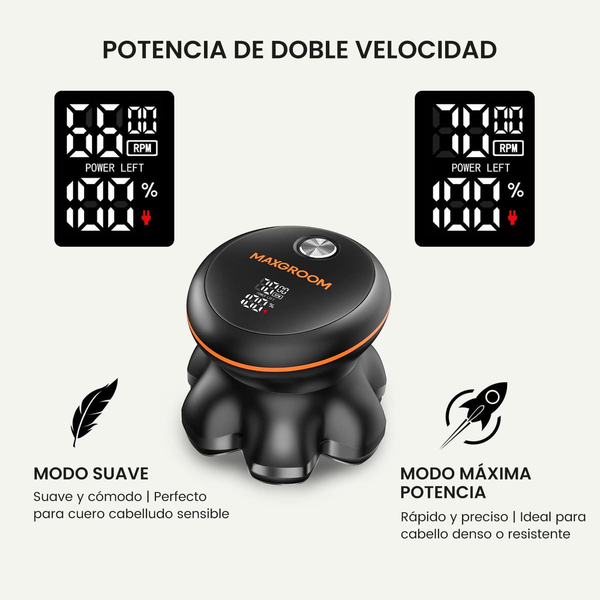 MAXGROOM Afeitadora Cabeza Hombre, Maquina Afeitar Hombre, Afeitadora para Calva en Seco y Húmedo, Batería de Larga Duración, 7 Cabezales, Magnético, 100% impermeable, Color Negro — view 5