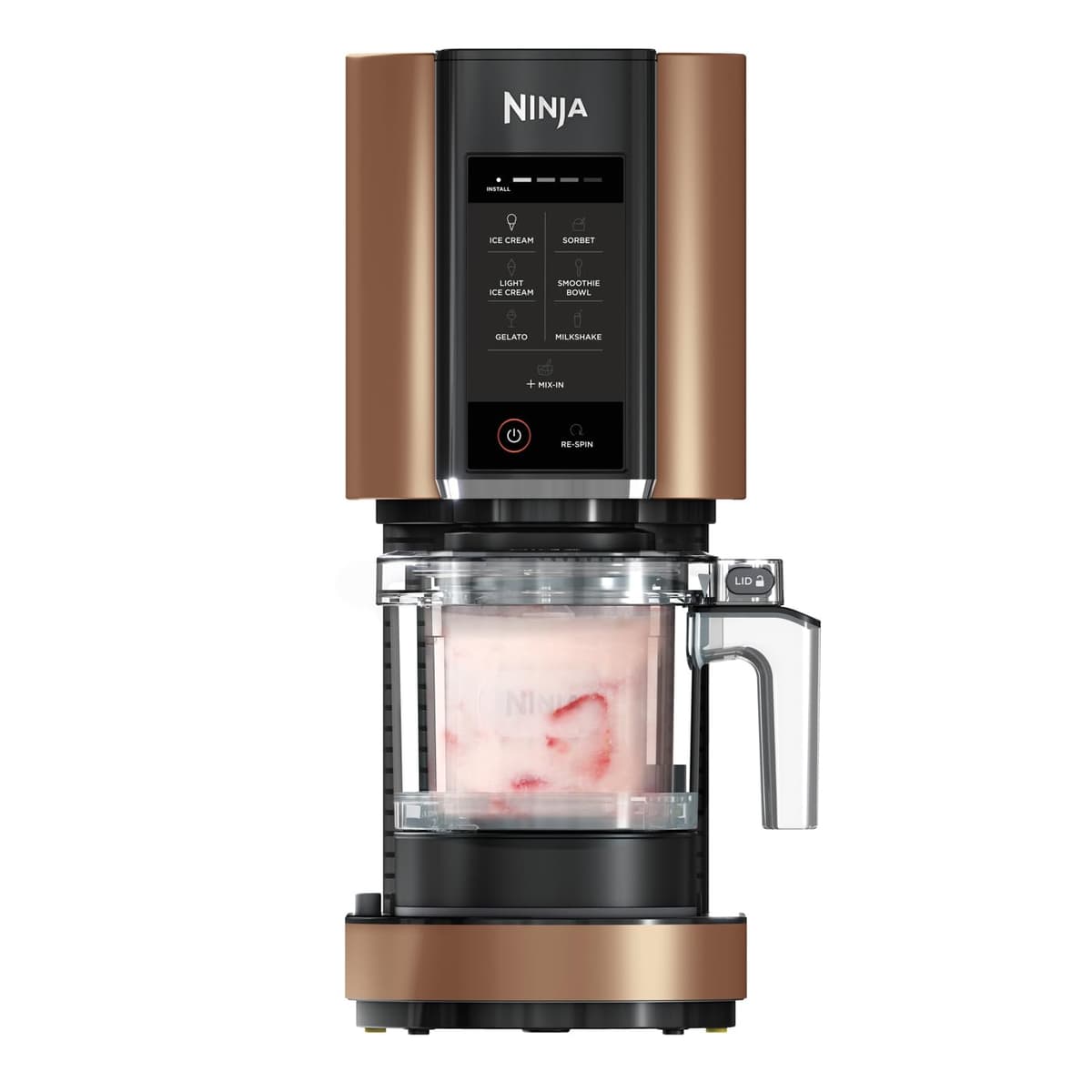 Ninja CREAMi Heladera multifunción, capacidad de 1,4L, 3 tarrinas, 7 programas, Helado, Gelato, Sorbete, Smoothie Bowl, Batido y más, negro/cobre, NC300EUCP