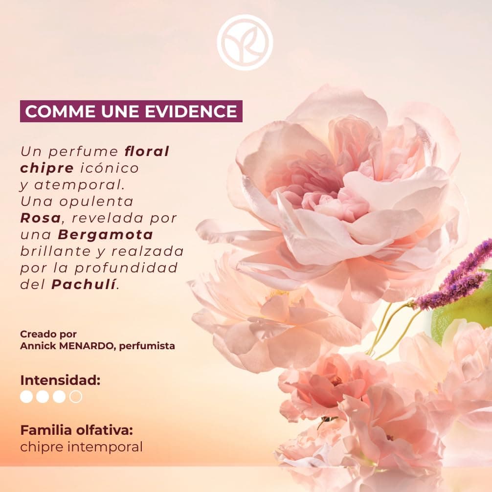 Yves Rocher Perfume COMME UNE EVIDENCE - Eau de Parfum para Mujeres - Rosa y Bergamota - Fragancia Floral Verde y Notas de Chipre - Regalos Elegantes para Mujer - 50ml - Idea de Regalo Día de la madre — view 3