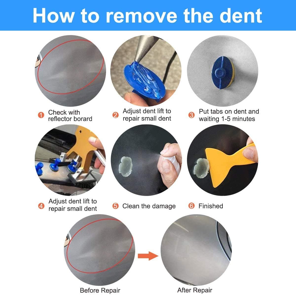Dent Repair Kit Tools, Body Dent Remover Kit 39pcs Repair Hardware Dent Repair Tool Dent Repair Pen and Rubber Hammer — view 6