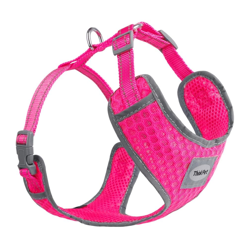 ThinkPet Reflective Breathable Soft Air Mesh No Pull Puppy Choke Free Over Head Vest Ventilation Harness for Puppy Small Medium Dogs (Black,L) — view 14