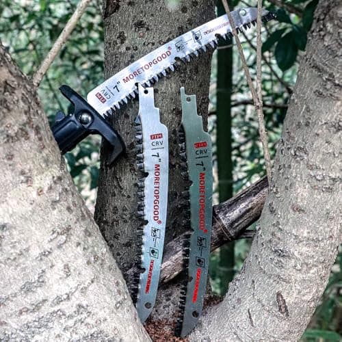 MORETOPGOOD 7 Inch Arc Curved Reciprocating Saw Blade with Chipconveyor Design, 7TPI Japanese Teeth with Arc Edge Wood Pruning Saw Blades for Tree Trimming, Wood Cutting,3-Pack — view 5