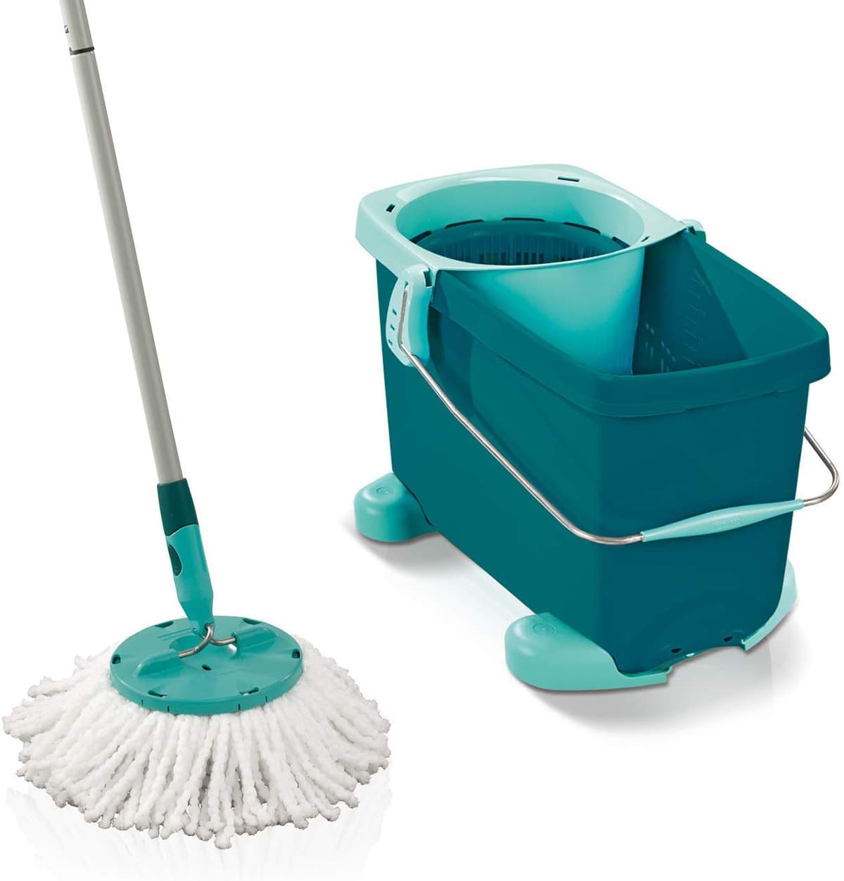 Leifheit Set de fregona rotatoria Clean Twist Disc Mop Ergo 2.0, fregona giratoria con cabezal Micro Duo, set de limpieza en húmedo — view 9