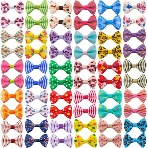 QingHan Dog Hair Bows Small Puppy Clips for Pet Grooming Accessories Doggy Gifts 60Pcs (30 Pairs) — view 7