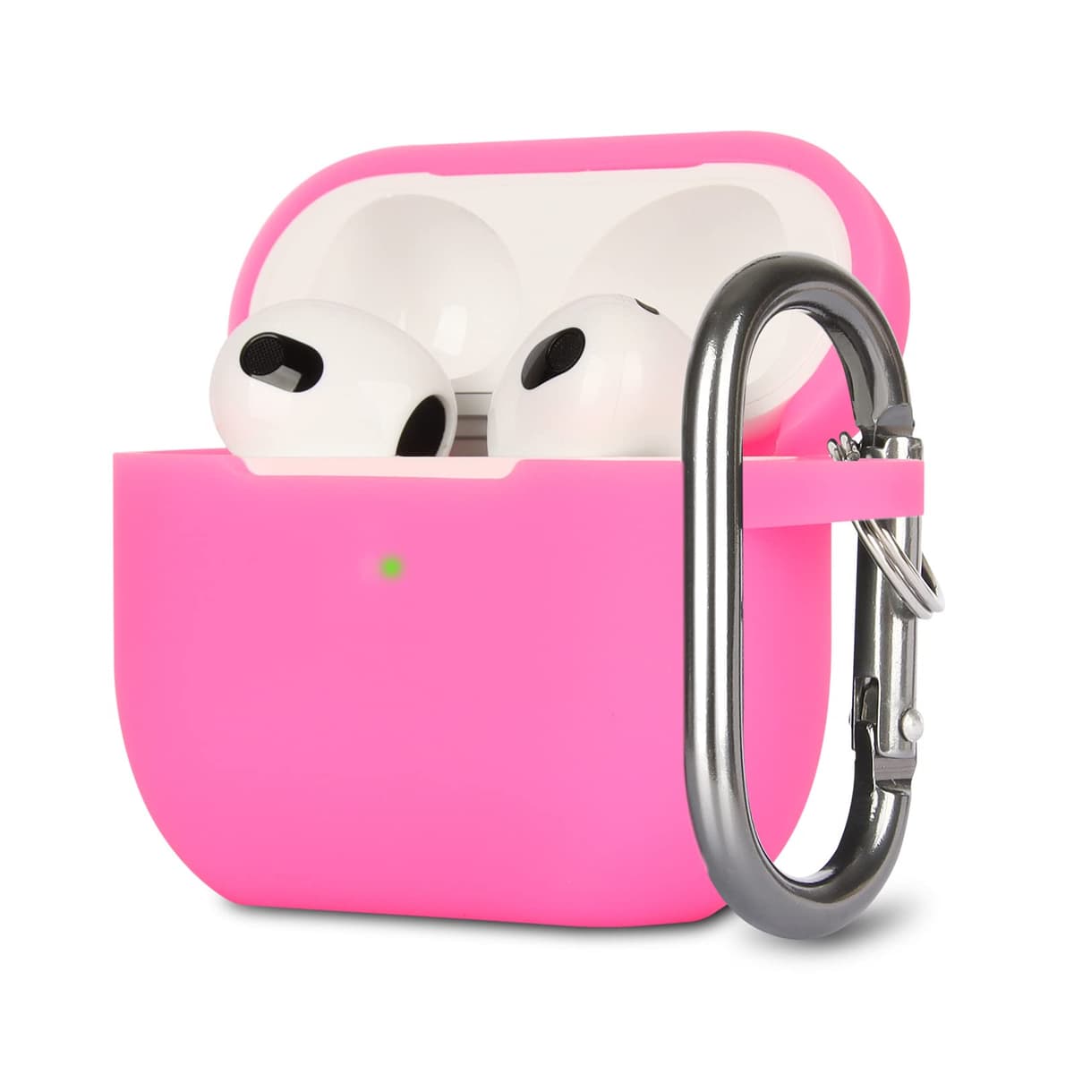Funda de Silicona Compatible con AirPods 3, Anti-rasguños, Anti-Polvo, LED Frontal Visible, Funda Premium Silicona para AirPods 3.ª Generación (2021) con Mosquetón, Coral Orange — view 17
