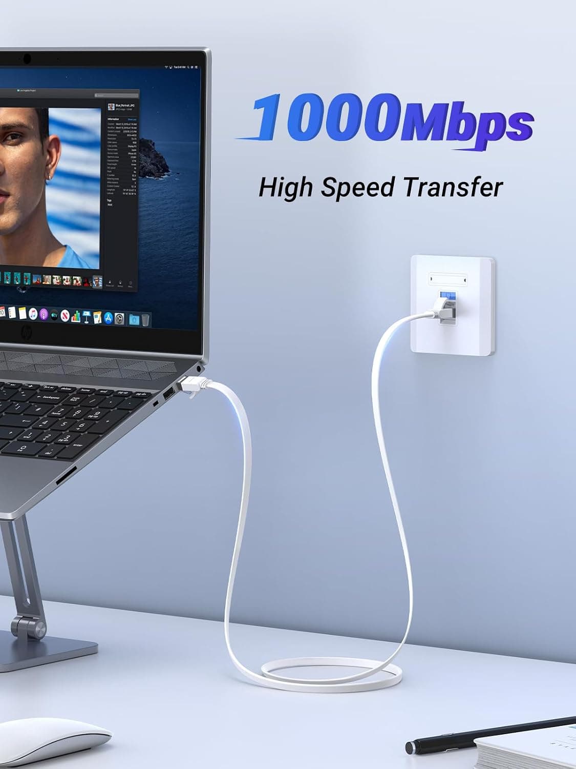 UGREEN Ethernet Cable 5M, Flat RJ45 LAN Gigabit CAT 6 Network Cable, Pure Copper Core High-Speed 1000Mbps for 250Mhz/s Patch Cord Internet Cable for Xbox Switch PS5 PS4 Extender Router Modem 5.0 Metres — view 2
