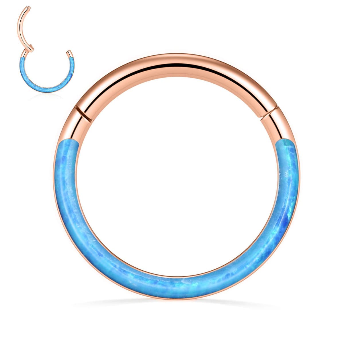 hengkaixuan CZ Opal Septum Jewellery Daith Ring Conch Hoop Seamless Clicker Ring Surgical Steel Rook Tragus Conch Piercing Jewellery Small Hoop Earring Nose Hoop Ring — view 43