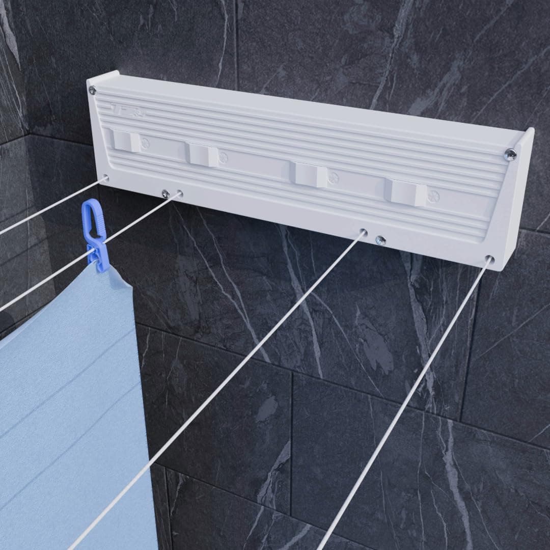 Cuncial TZ-S-4 | Tendedero Automático de Pared 4 Cuerdas | hasta 20 m de Tendido | Extensible 5 m por Cuerda | Blocaje Individual | Interior y Exterior | Compacto y Resistente | Fabricado en España — view 7
