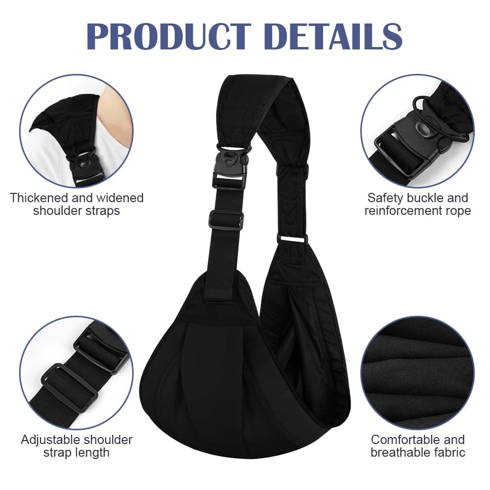 Baby Carrier, Portable Toddler Sling Carrier with Adjustable Thick Shoulder Straps, Soft Baby Sling for Newborn Up to 3-24 Months, Breathable and Comfortable(Black) — view 3