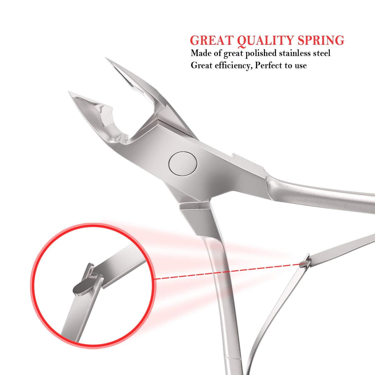 Jestilo Professional Cuticle Nippers Scissors Cutters, Removers Stainless Steel Best Nail Care Tool for Manicure and Pedicure (Silver) — view 3