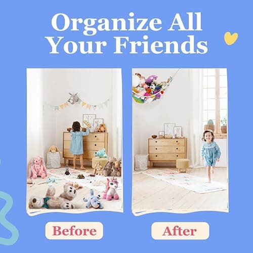 Lilly's Love Large Stuffed Animal Net Hammock for Plushie Toys | Corner Hanging Organizer for Your Teddy and Stuffy Collection | Easy to Hang w/Included Anchors & Hooks (White) — view 4