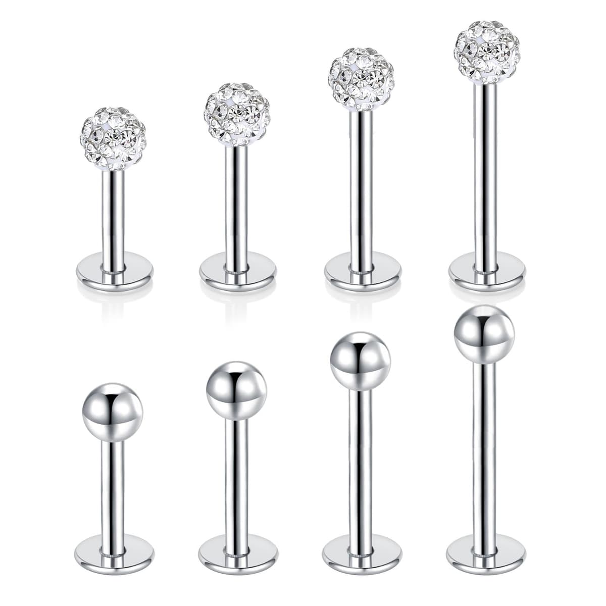 Besyvvin Lip Bars Labret Studs 16G Stainless Steel Plastic Flat Back Helix Tragus Cartilage Earring Stud 4-12MM Monroe Medusa Piercing Jewellery Silver Gold — view 19