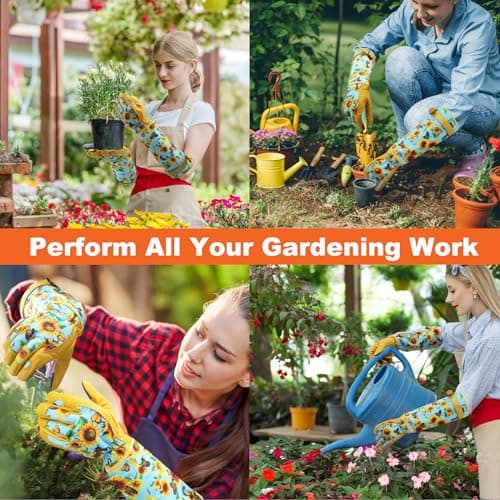 DLY Garden Gloves for Women,Gardening Gloves,Gardening Gift for Lady,Blue,L — view 5