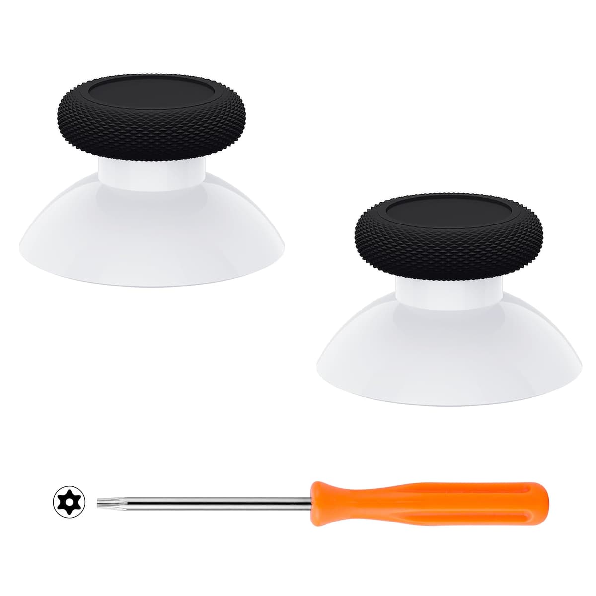 eXtremeRate Replacement Thumbsticks for Xbox Core Wireless Controller, Joysticks Repair Kit for Xbox Series X/S Controller, Custom Analog Stick Buttons for Xbox One S/X/Elite - Robot White & Black