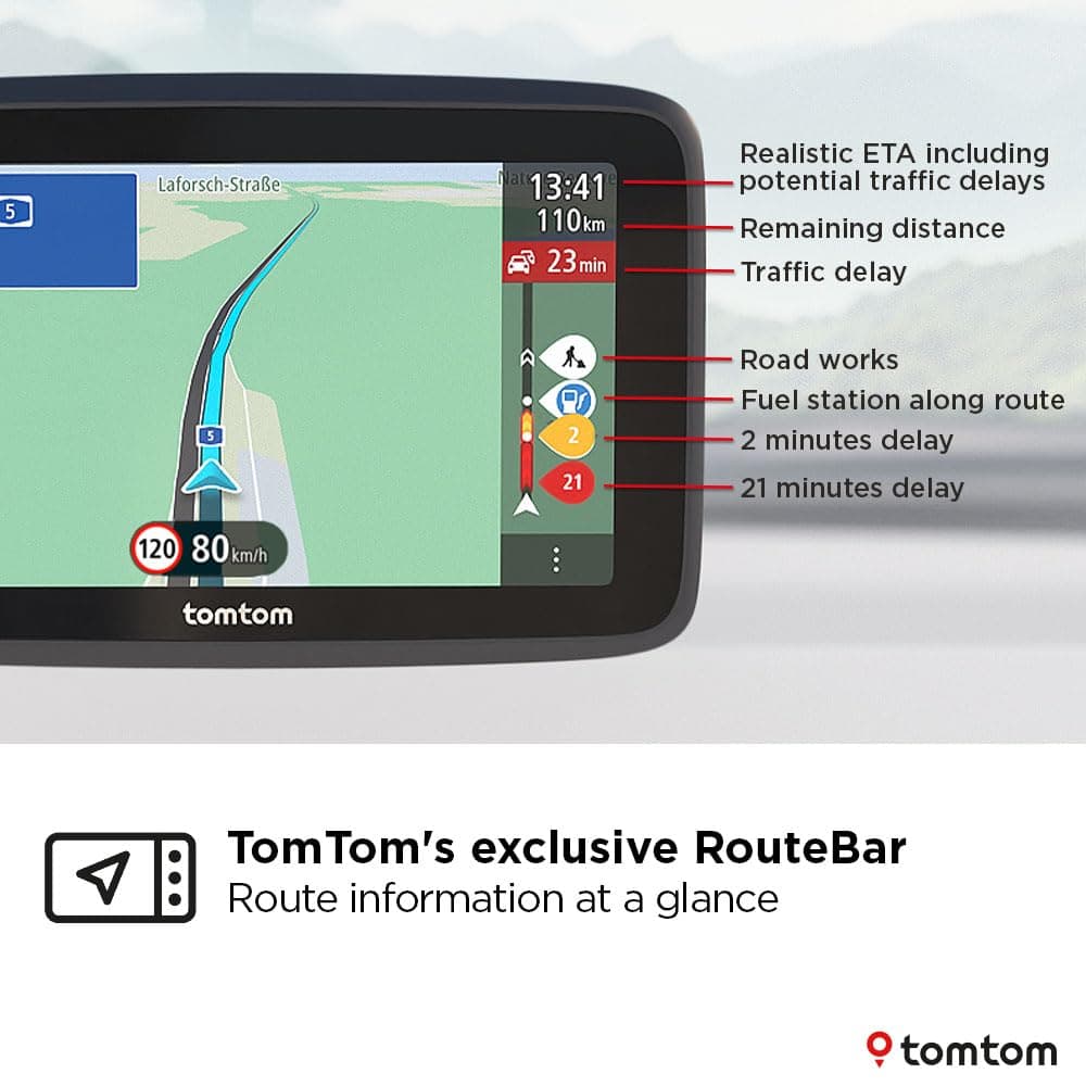 TomTom Car Sat Nav GO Classic Lite (5 Inch, with Traffic Information and Speed Cam Alert Trial, Europe Map Updates Included, Updates via WiFi, Integrated Reversible Mount) — view 5