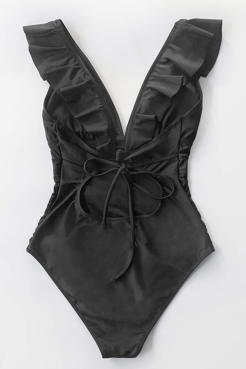 CUPSHE Bañador para Mujer Volante Cuello en V Fruncido Traje de Baño de Una Pieza — view 4