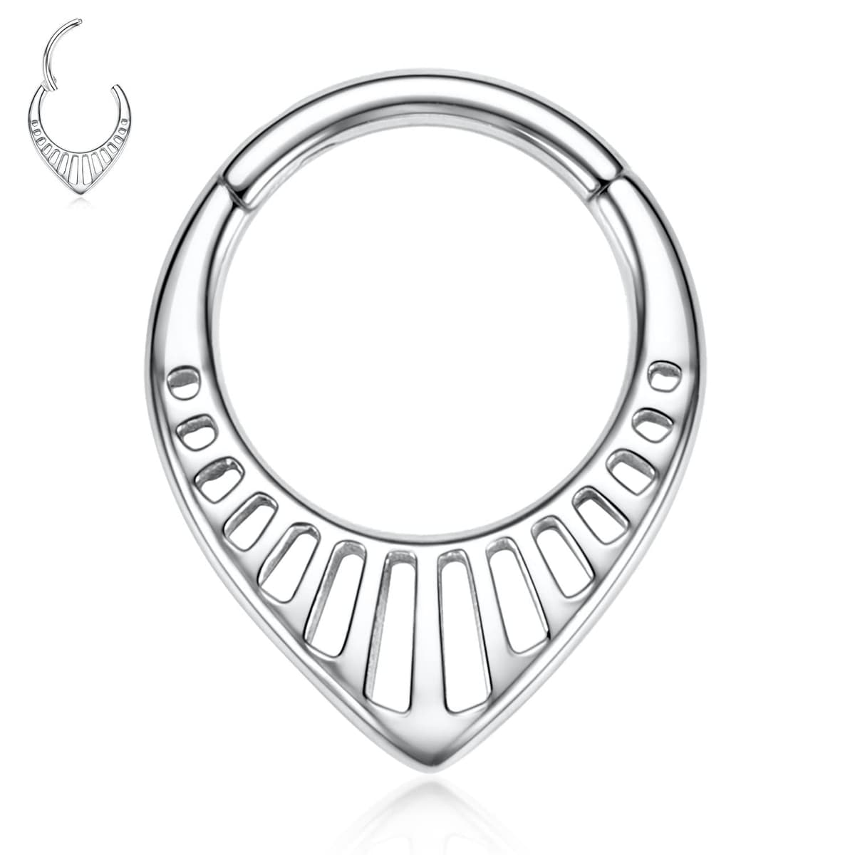 hengkaixuan Teardrop Daith Earrings Septum Jewellery Nose Hoop Ring Surgical Steel Daith Rook Tragus Piercing Jewellery Septum Clicker Ring Small Hoop Earring — view 8