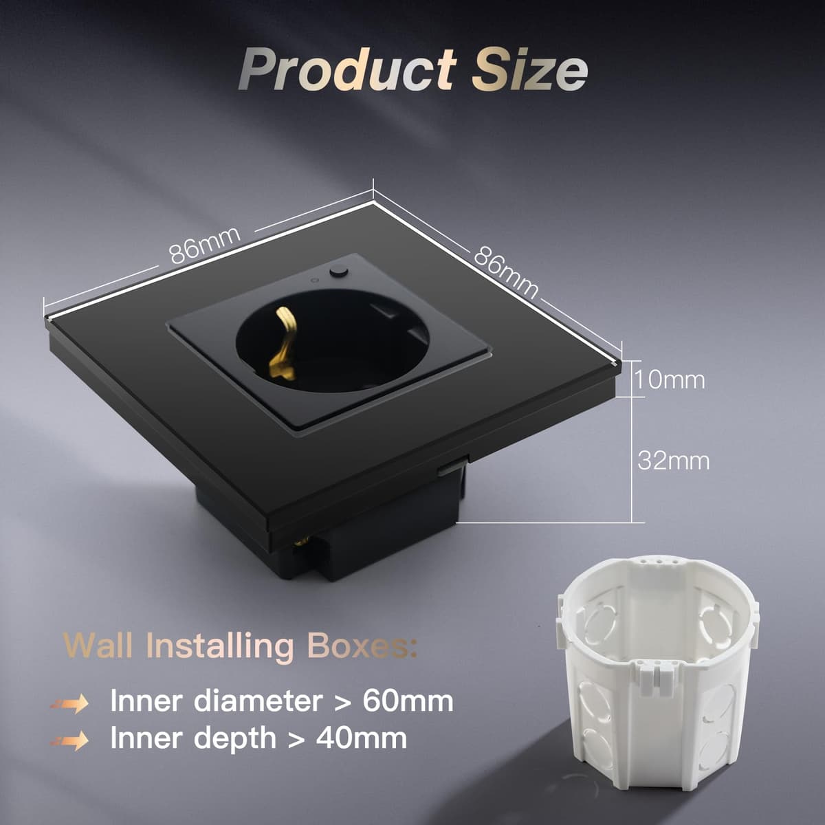 BSEED Enchufe Inteligente Con Cristal,WIFI Enchufes de pared,Control Remoto y de Voz y Función de Temporizador,Requiere Cable Neutro,1 Enchufe WiFi,86mm Negro — view 2