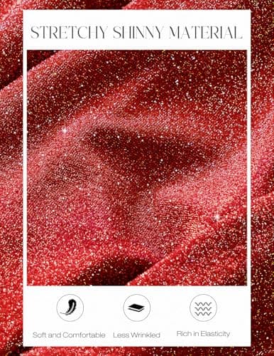 DRESSTELLS Cocktail Dresses for Women 2026 Modest Formal Wedding Guest Valentine's Day Tea Party Sequin Sparkly Knee Length Prom Dress Glitter_red L — view 5