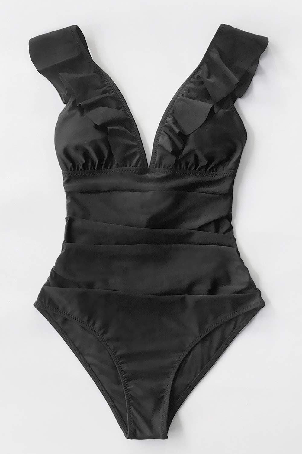 CUPSHE Bañador para Mujer Volante Cuello en V Fruncido Traje de Baño de Una Pieza — view 3