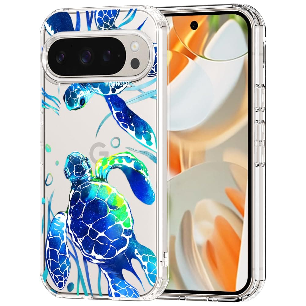 MOSNOVO Case for Google Pixel 9 & Pixel 9 Pro, [Buffertech 6.6ft Military-Grade Drop Protection] [Anti Peel Off Tech] Clear TPU Bumper Phone Case Cover Design - Eucalyptus — view 37