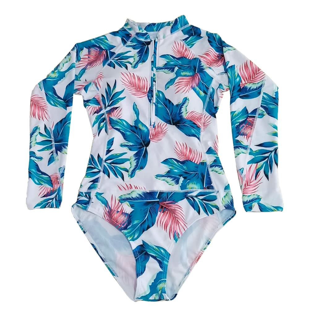 Ropa de Surf con Cremallera para Mujer Traje de Baño de Manga Larga Protectores contra Erupciones Recreativas de Una Pieza Traje de Baño — view 6