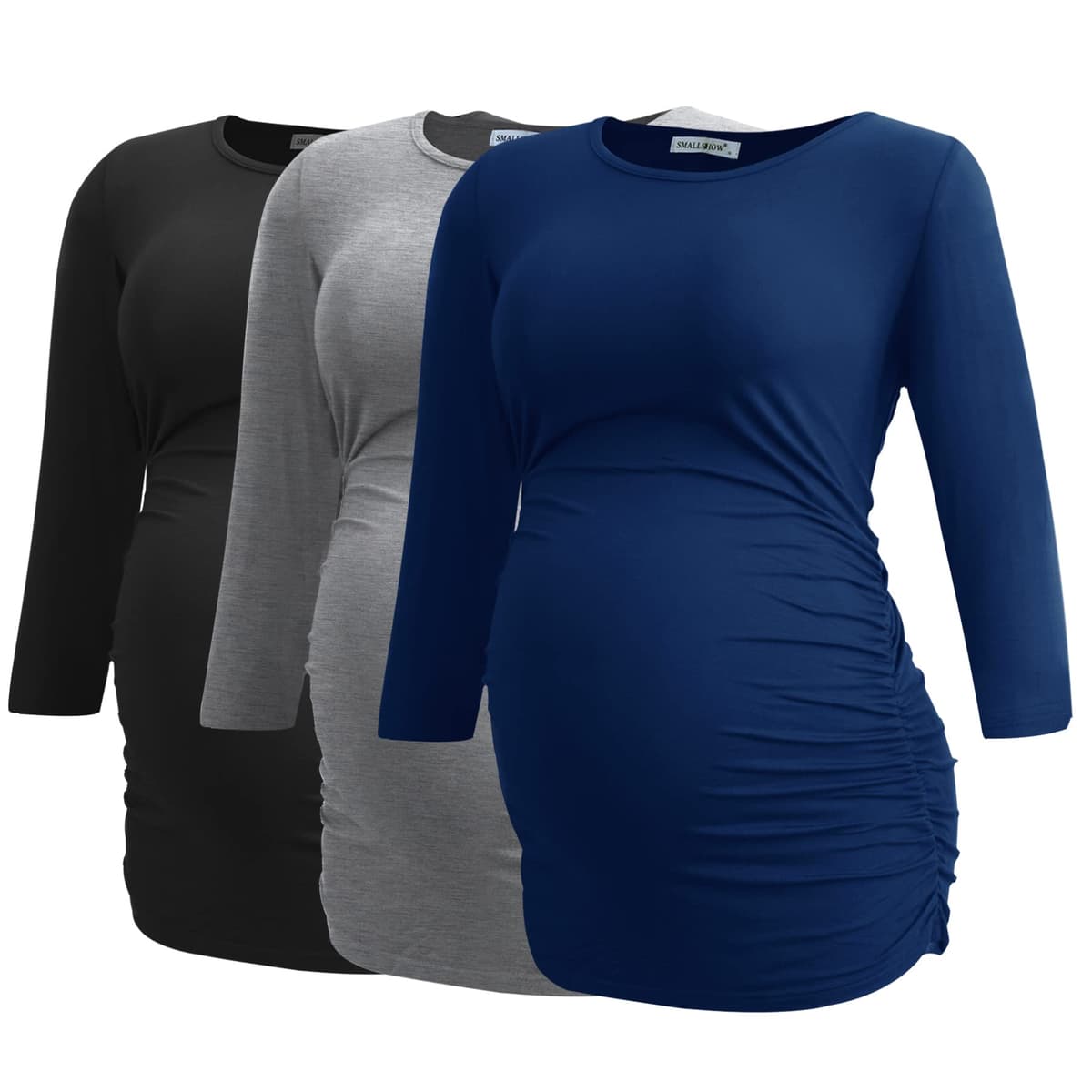 Smallshow Maternity Clothing Tops Side Ruched Pregnancy Clothes for Women 3-Pack — view 13