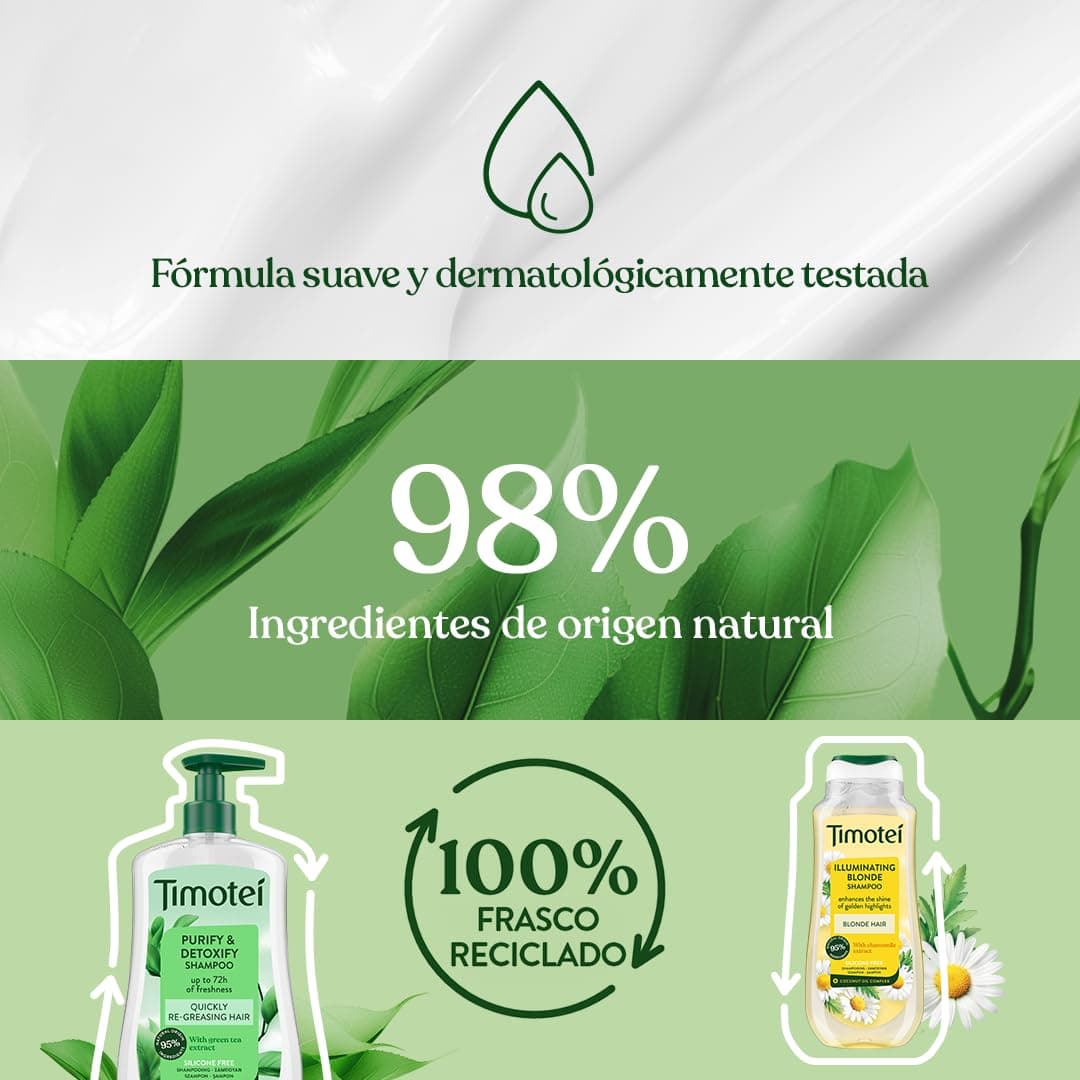 Timotei Champú 2 en 1 Cuidado Suave 300ml| Cabello 3 Veces Más Suave | Con Aceite de Coco | Limpia y Desenreda — view 6