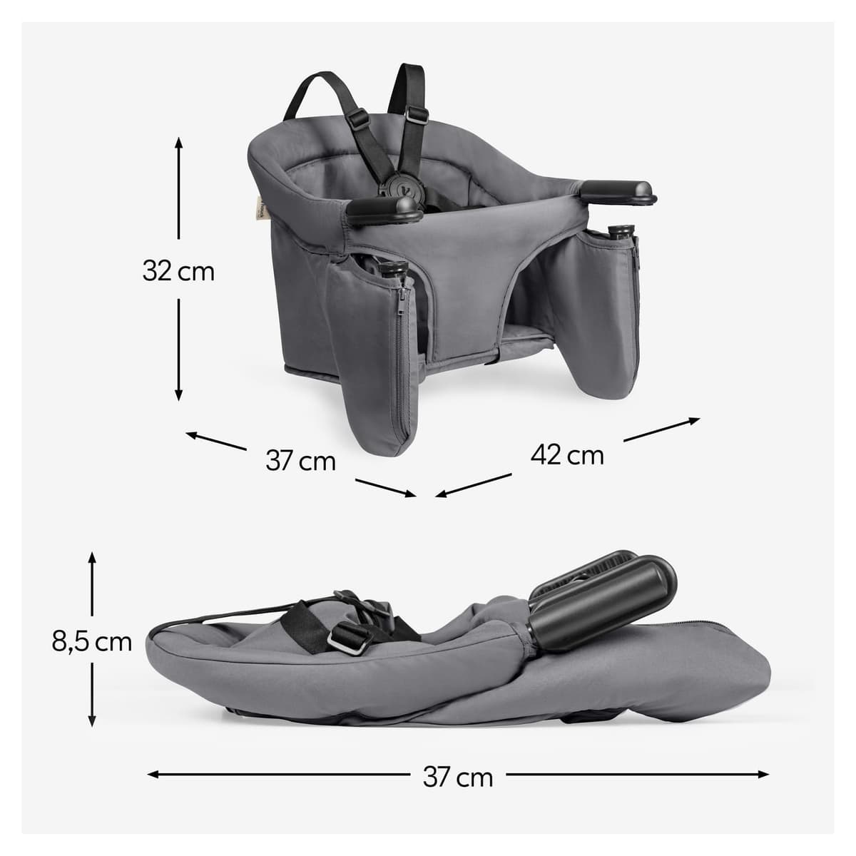 Hauck Fix N Sit Portable Baby Table Seat - Clip-On Travel High Chair for Babies & Toddlers (6m+), Secure 5-Point Harness, Foldable Screw Attachment, Washable Seat Cover, Organiser Pocket — view 5