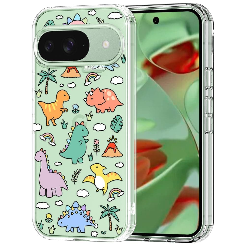 MOSNOVO Case for Google Pixel 9 & Pixel 9 Pro, [Buffertech 6.6ft Military-Grade Drop Protection] [Anti Peel Off Tech] Clear TPU Bumper Phone Case Cover Design - Eucalyptus — view 100