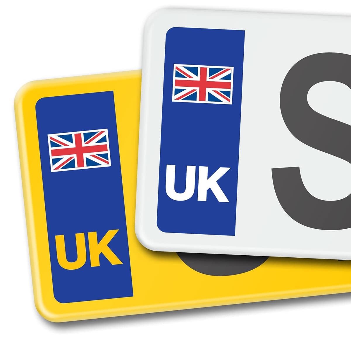 Car Number Plate Vinyl Stickers - Durable UK Union Jack Flag and United Kingdom EU Design - Ideal UK Car Stickers for European Travel - Weather-Resistant, Easy-to-Apply Decals