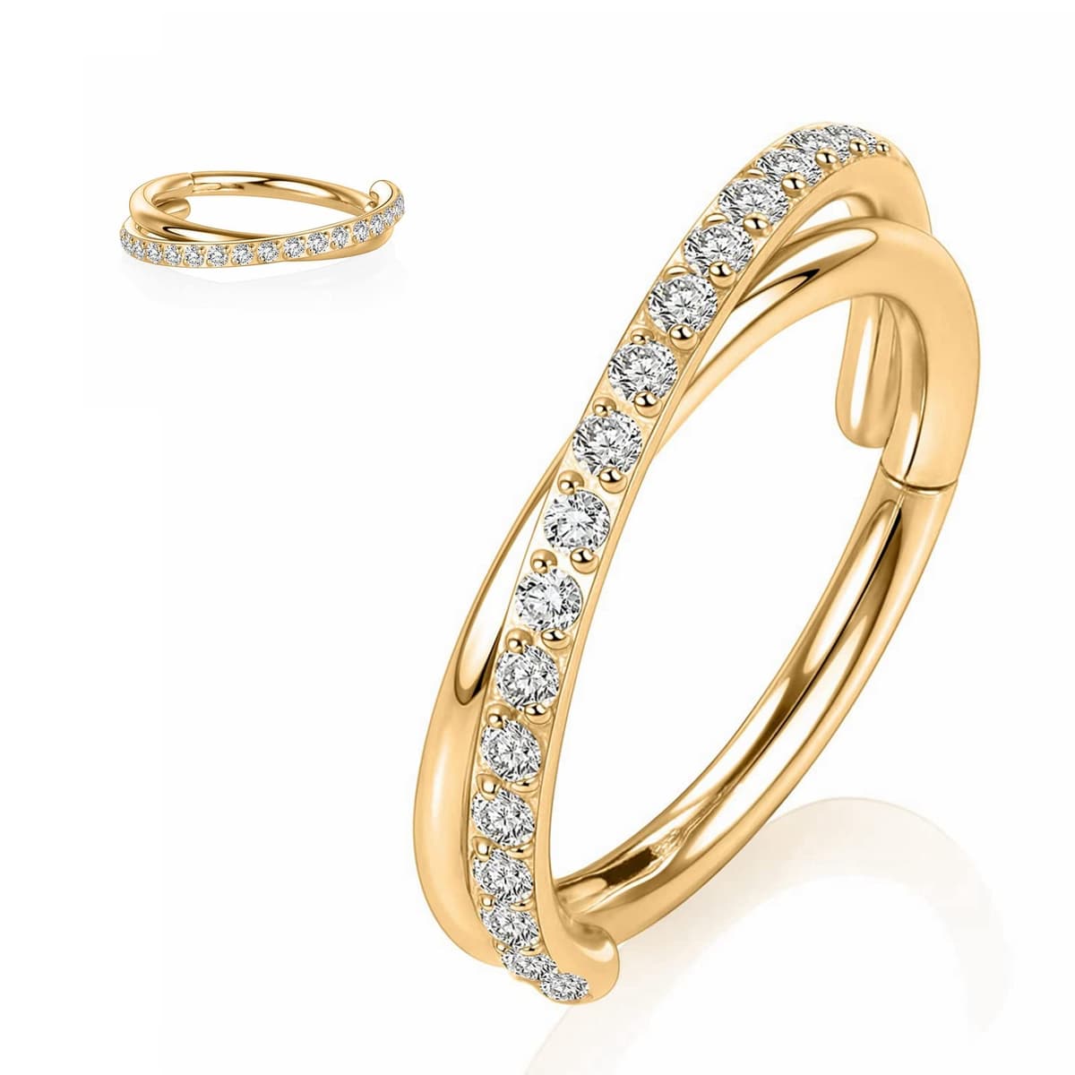 Yrogcu 20G 18G 16G 14G Single/Double Hoop Stainless-Steel Seamless-Hinged-Piercing Segment-Clicker Nose-Ring-Hoop : Diameter 6mm 8mm 10mm 12mm Cartilage Earrings — view 15