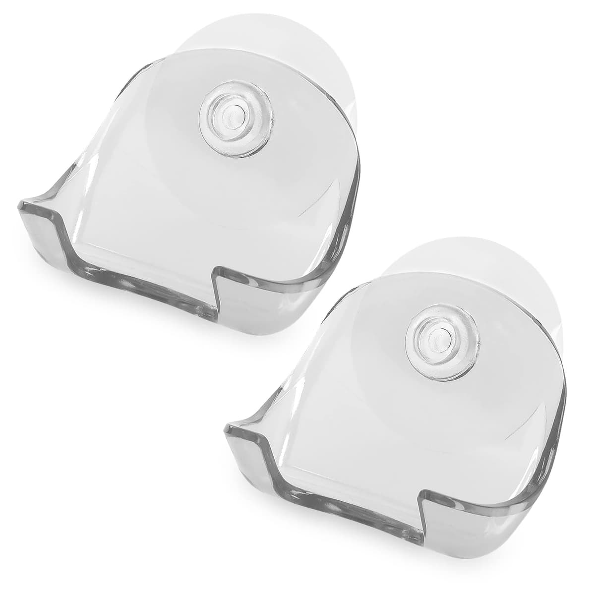 kwmobile 2X Razor Holder with Suction Cup - Self-Adhesive Shaver Wall Mount - Bathroom Organizer for Glass and Tiles - Transparent — view 5