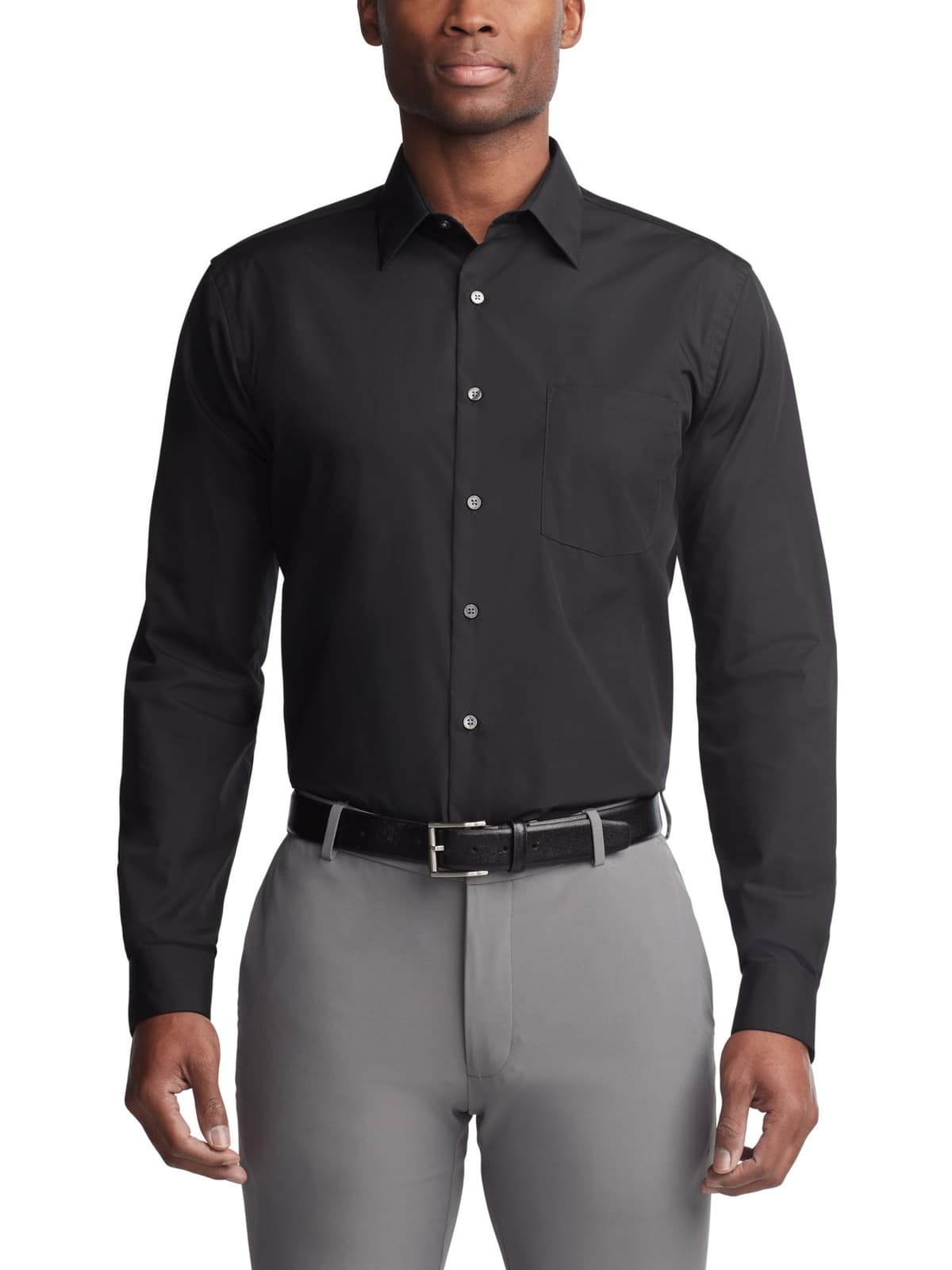 Van Heusen Mens Dress Shirt Regular Fit Poplin SolidDress Shirt — view 12