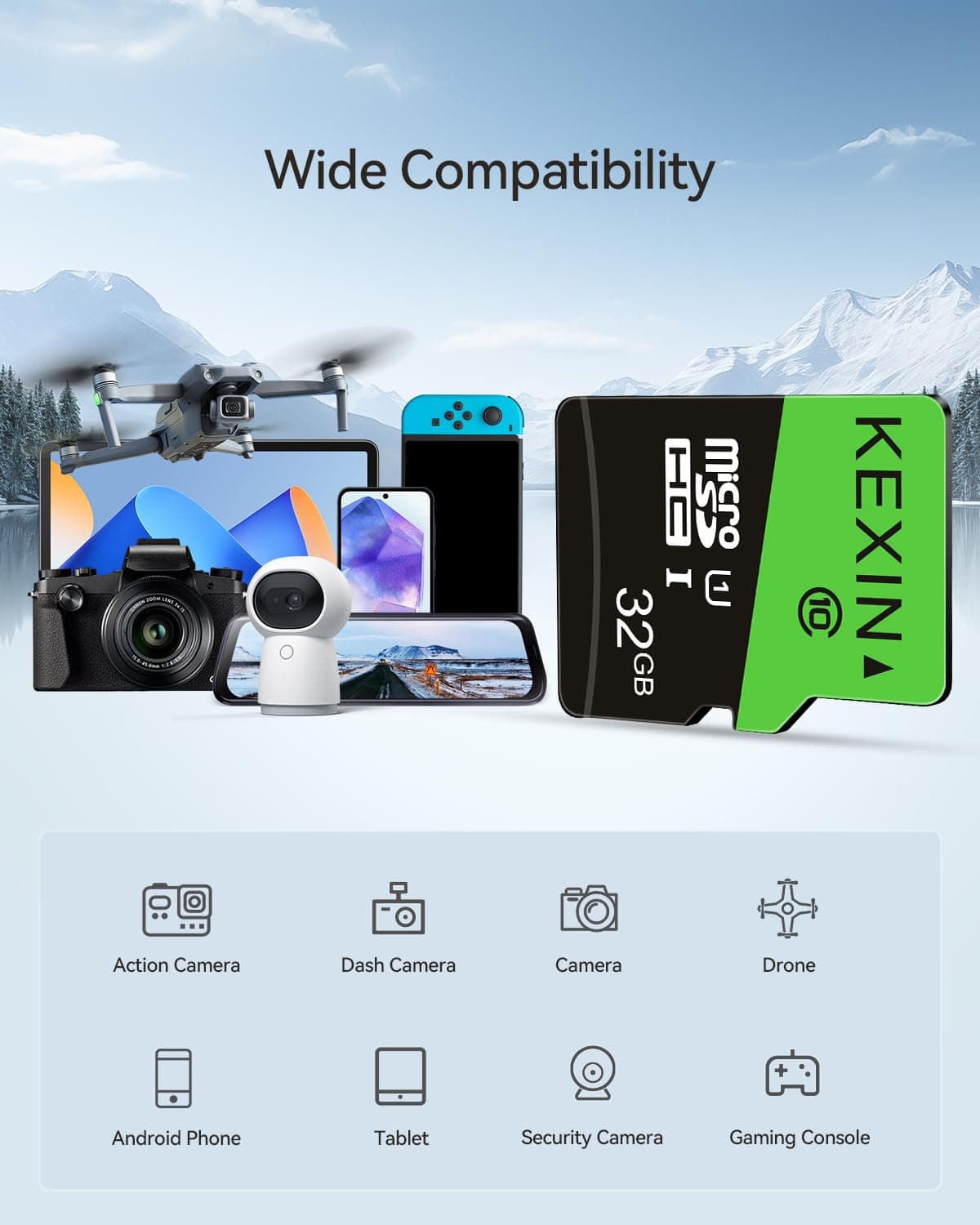KEXIN Micro SD Card 32GB 3 Pack MicroSDHC Memory Card Class 10 High Speed Card Micro SD 32 GB UHS-I TF Card, C10, U1, SD Adapter Include — view 2