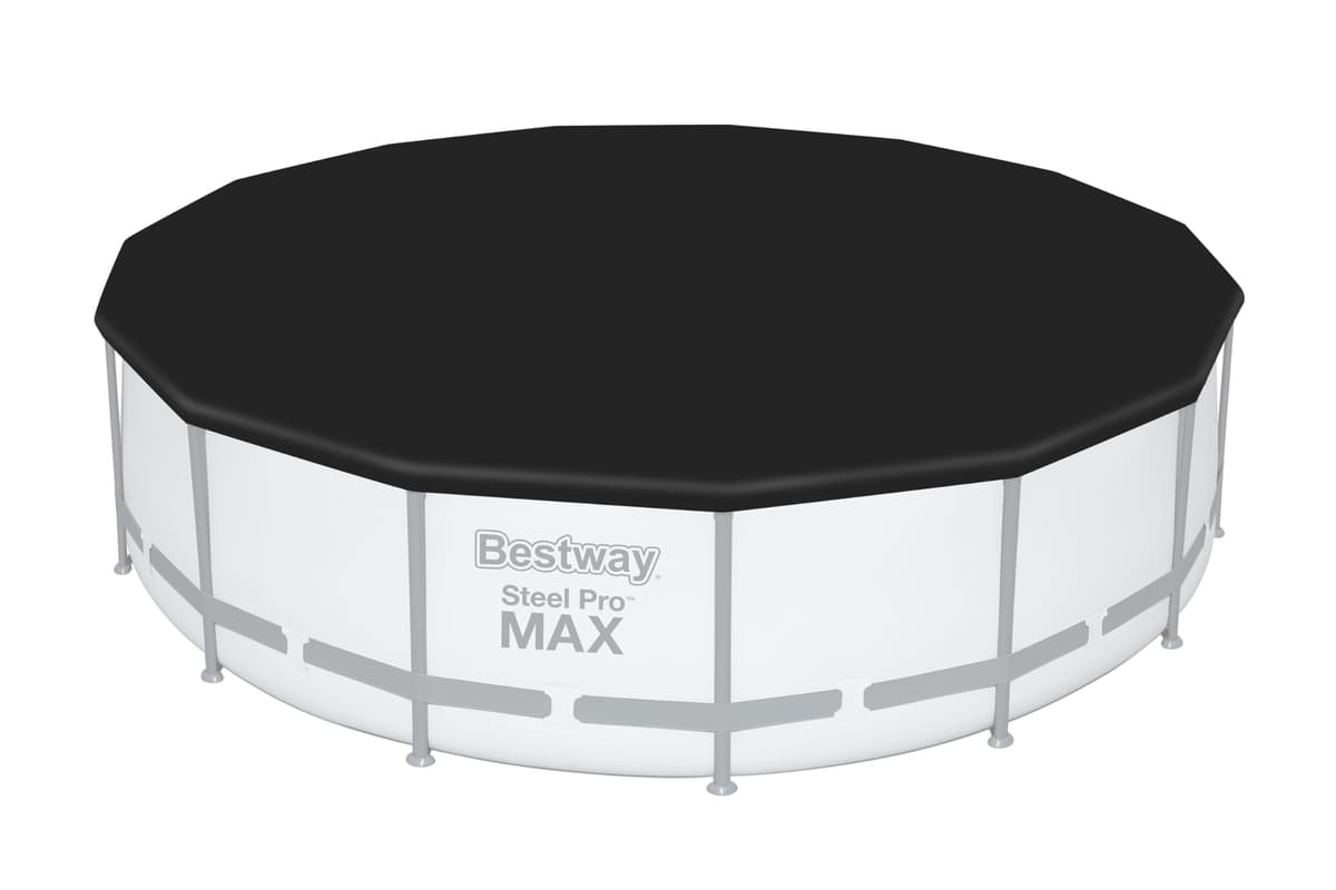 Bestway 58036-19 Flowclear Swimming Pool Cover for Steel Pro Max Round Pools, 10 ft, Black — view 9