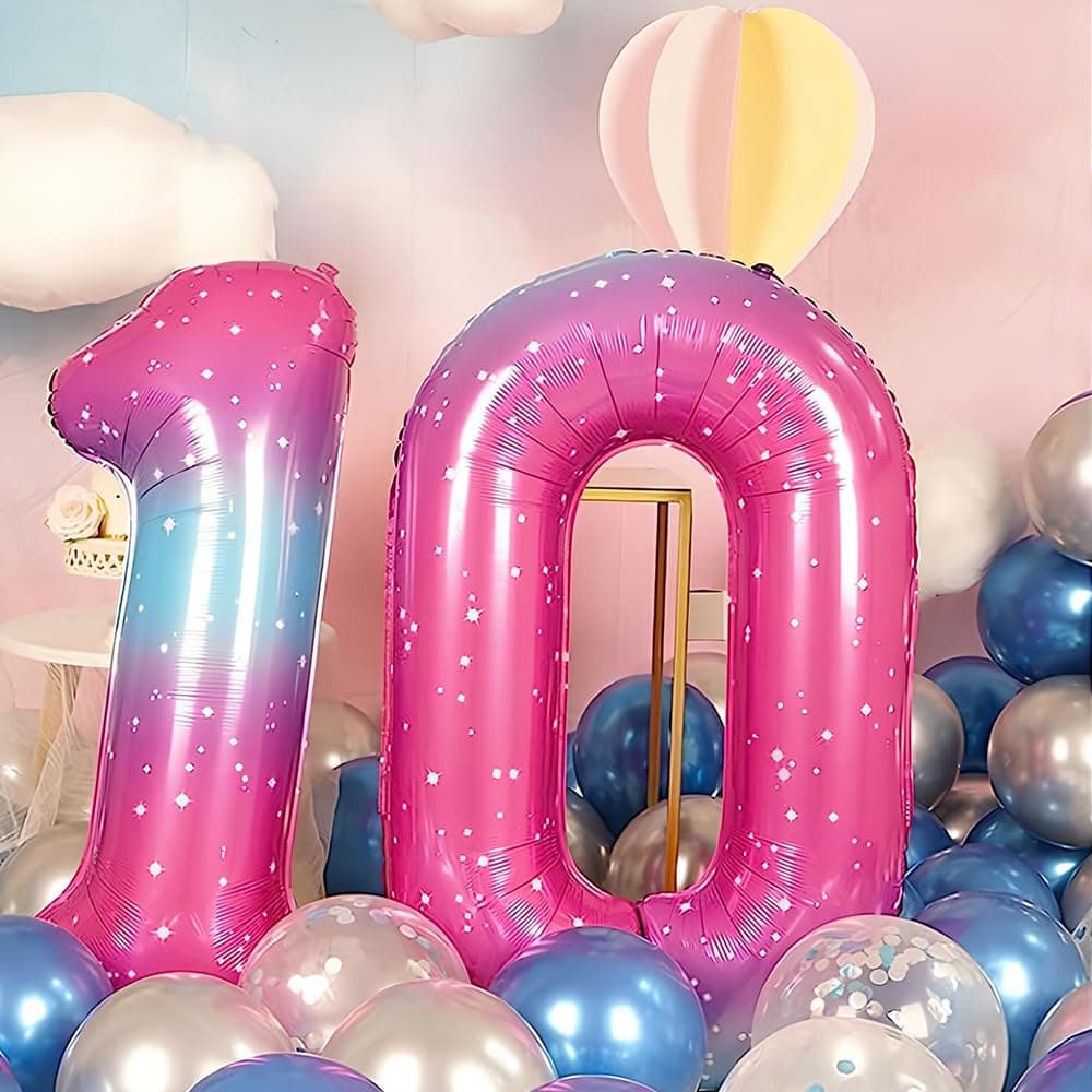 Foil Globo Número 5 Azul 40" (101cm), Inflable Helio o aire, Gigante Numeros 0-9, 10-19, 20-29, 30-100, Grande Globos Decoración para La Boda Aniversario y Cumpleaños Fiestas — view 144