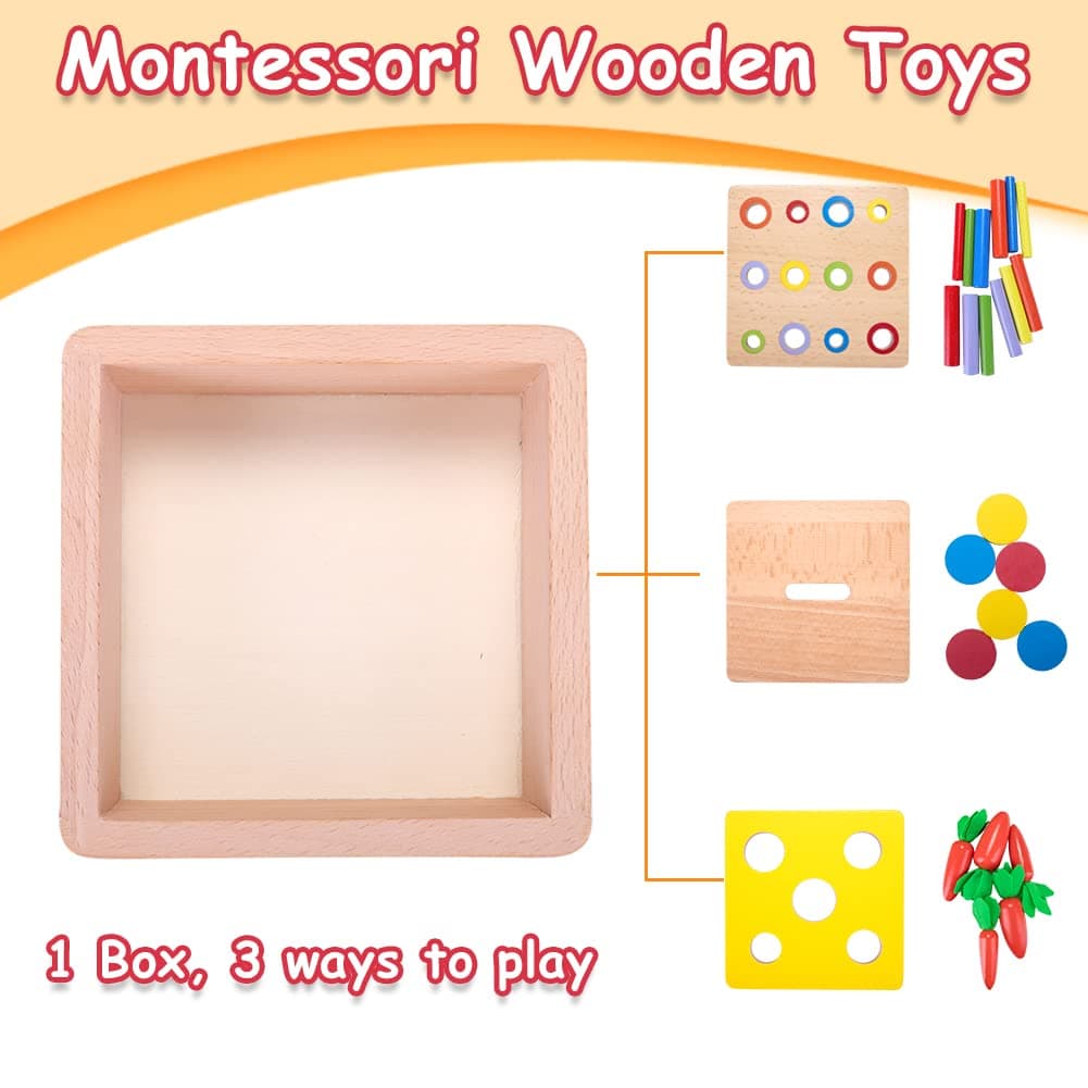 Juguetes Montessori para Niños 1 2 3 años, Juguetes de madera Educativos para Bebés 6 Meses niña niños, Juguete de Clasificación Zanahorias, Juegos de pelota, Regalo Bebe 1 Año de Cumpleaños Navidad — view 3