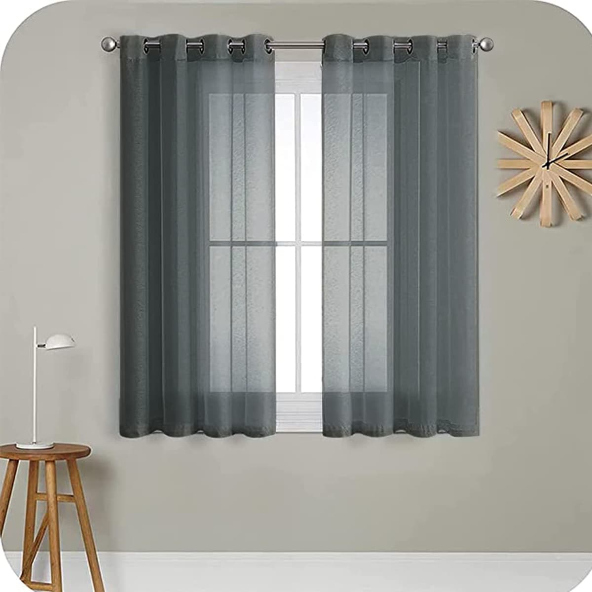 MRTREES Cortina para Ventana Dormitorio Translúcidas Visillos Paneles para Ventanas Sala para Niños Sala Comedor 2 Piezas 140×245cm Blanco — view 34
