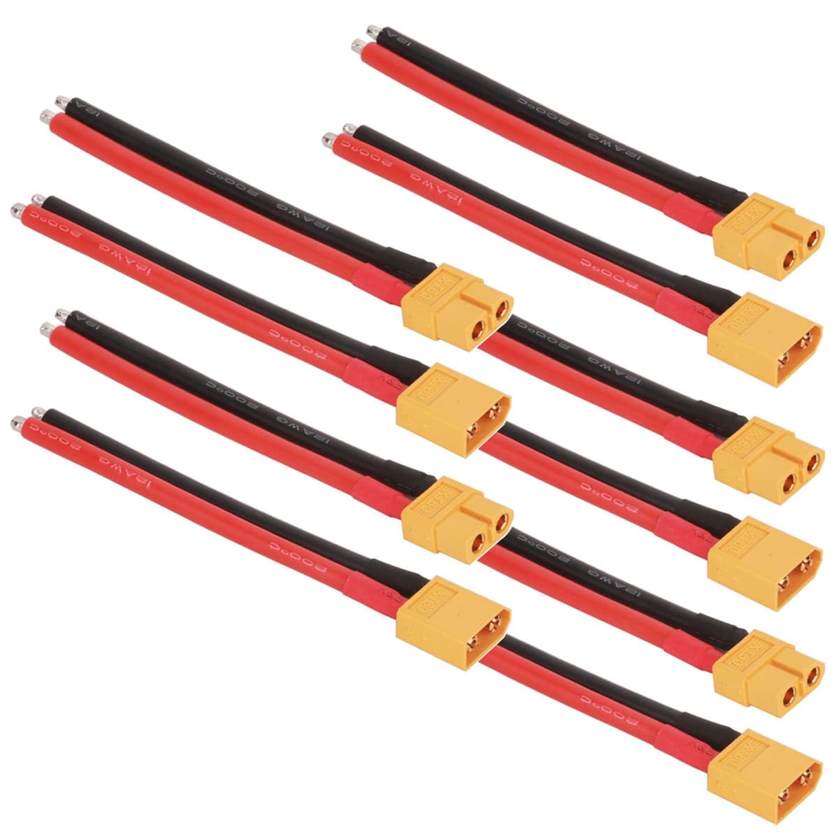 GTIWUNG 5 Piezas Macho XT-60 Adaptador de Enchufe XT60 FPV 12awg Cable de 10cm, Cable de extensión XT60 + 5 Piezas Conectores XT60 Hembra con Cable de 12AWG 10CM