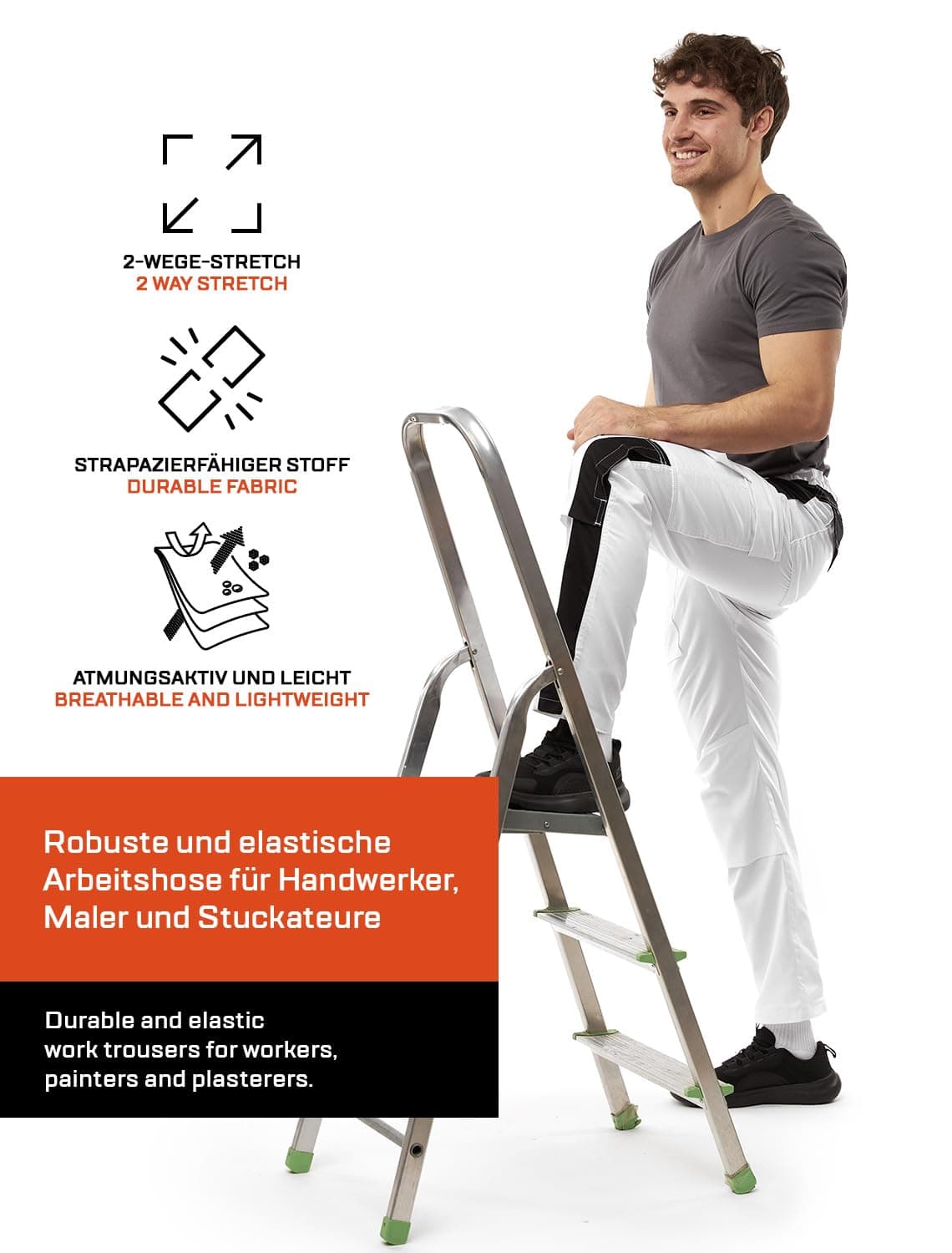 strongAnt Pantalones de Trabajo de Carga elástica con Rodilleras, Bolsillos y Cremallera para Hombre — view 3