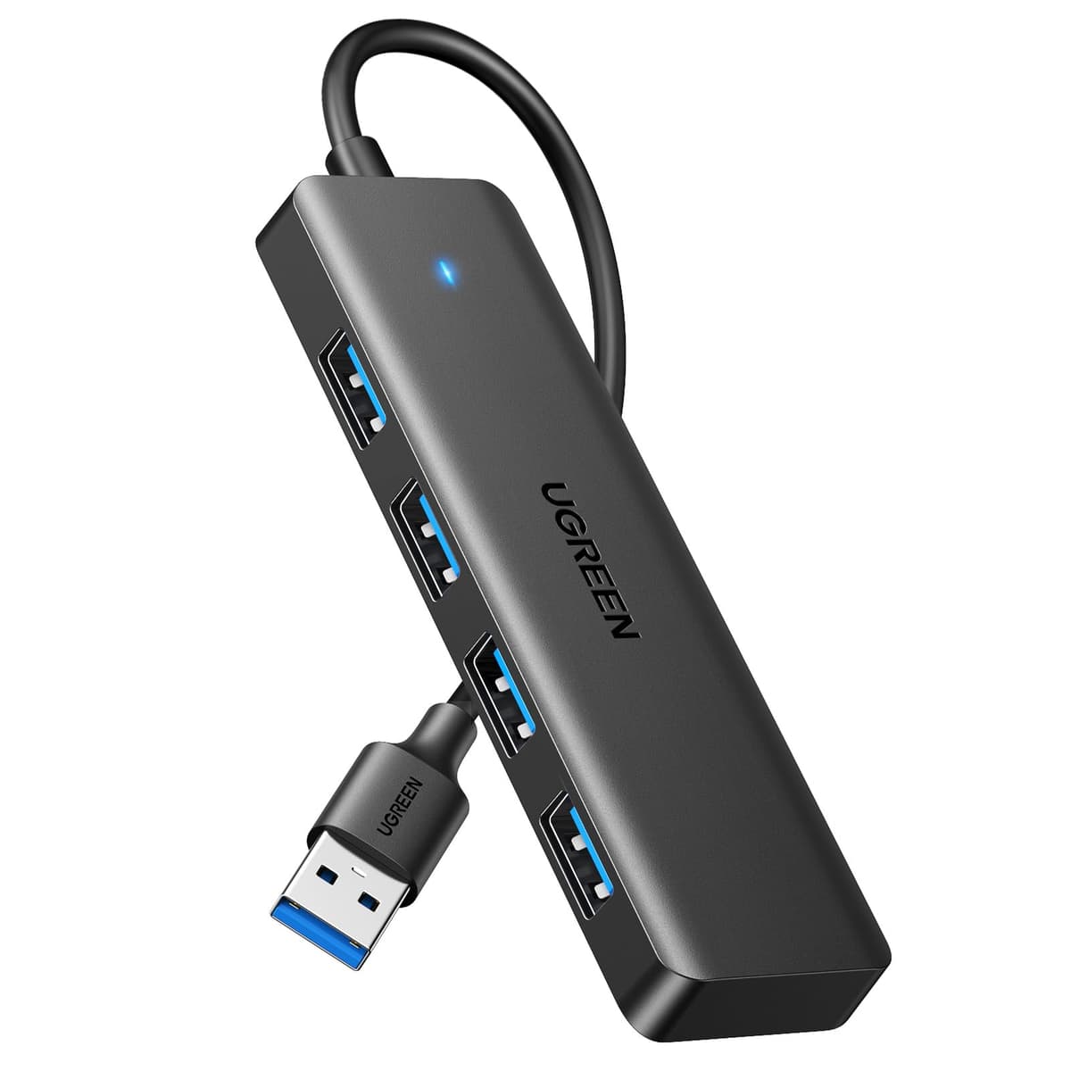UGREEN Hub USB 3.0 con 4 Puertos Adaptador Ladron Multipuertos 5Gbps Alta Velocidad Compatible con MacBook Pro Air iMac Surface XPS PC Portátil Disco Duro Teclado Ratón PS5 (15cm)