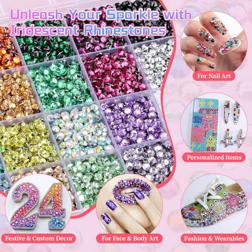 7900Pcs 5mm Resin Rhinestones for Bedazzling, Pink Red Black Flatback Gems for Crafting, Bedazzler Kit with Rhinestones Tools & B7000 Jewelry Glue for DIY Clothing Shoes Tumblers Fabric Mugs Bags — view 2