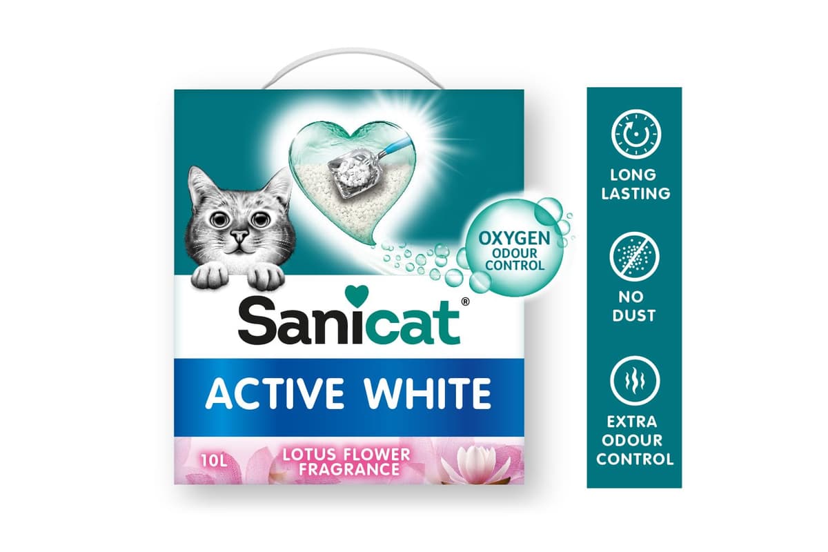 Sanicat - Arena Aglomerante Active White con Flor de Loto, Hecha de minerales naturales con control de olor garantizado, Absorbe la humedad y facilita la limpieza, 6 L de capacidad — view 3