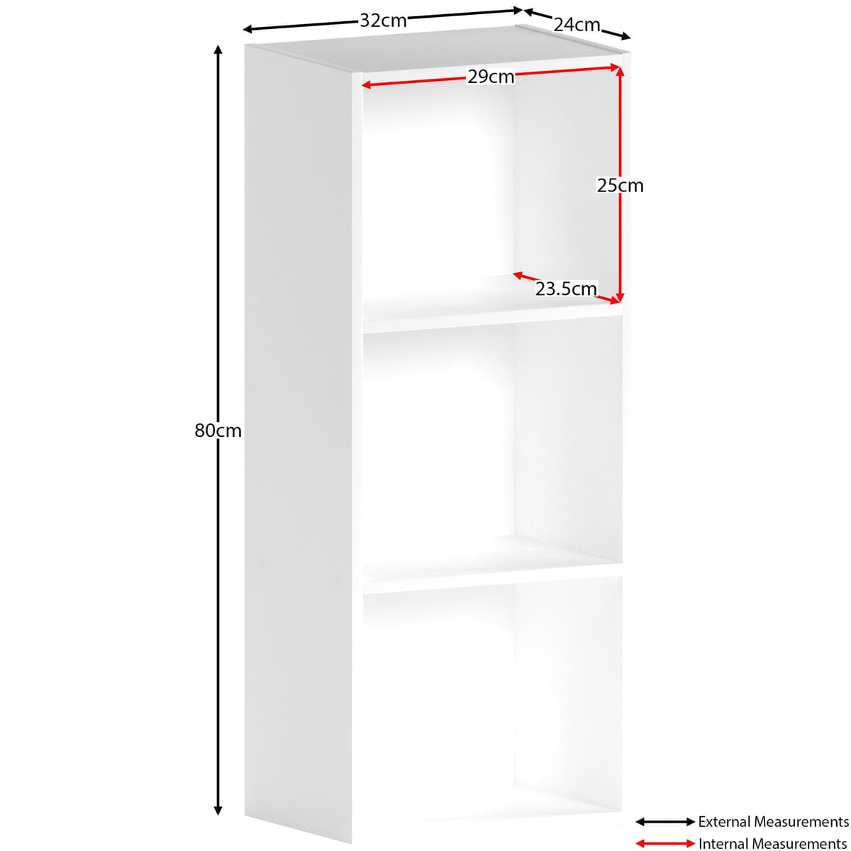 Vida Designs Oxford 3 Tier Cube Bookcase, White Wooden Shelving Display Storage Unit Office Living Room Furniture — view 3
